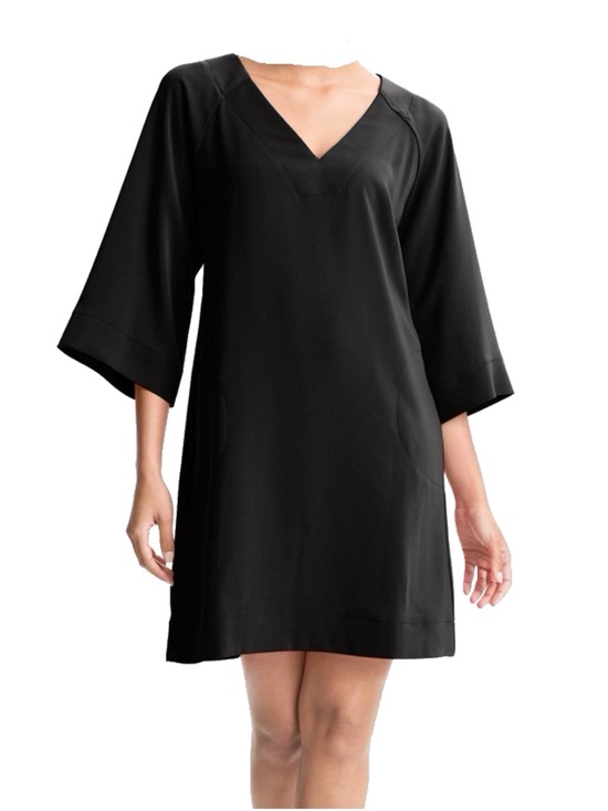 Donna Ricco Dresses & Skirts - Donna Ricco EUC Black Shift Dress Size 8 Minimalist V Neck Career Chic